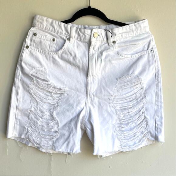 Zara White Distressed Ripped High Rise Shorts Size 10 NWT $45 - Picture 6 of 6